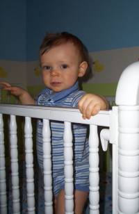 Andrew in crib for 12 month picture