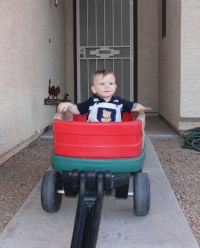Andrew in wagon