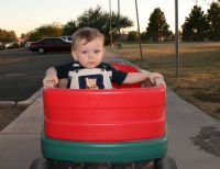 Andrew in wagon
