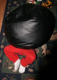 Mark with bean-bag chair on top of him