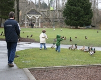 John Mark and Andrew with ducks at park